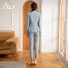 AD高级感时尚西装套装女醋酸接拼无领西服外套播音艺考主持人正装 商品缩略图4