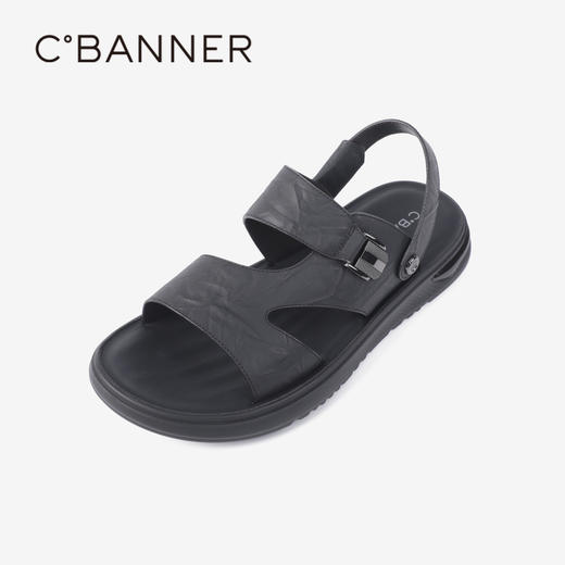 千百度男士沙滩户外凉鞋年夏季商场同款真皮拖鞋休闲凉鞋A24312607 商品图0