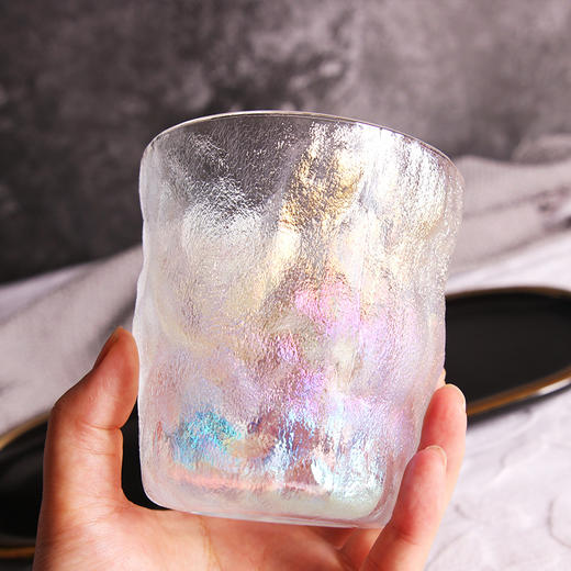 创意冰川纹玻璃水杯家用炫彩色啤酒杯茶杯早餐杯果汁杯厂家批发 商品图2