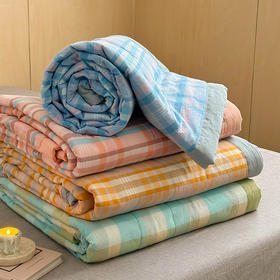 老米优品/ 水洗棉夏凉被 《舒服的空调被子》日式格纹！全棉夏季薄被夏天被芯纯棉