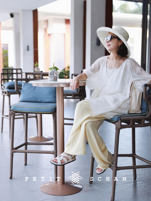 PETIT SCHAN小闪   CLO#261  Yellow Mimosa 黄色含羞草 桑蚕丝混纺压褶设计微锥廓形直筒裤 商品图1