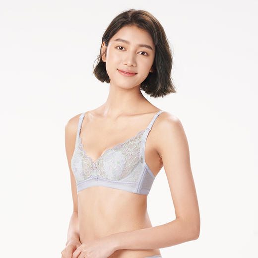 都市丽人自然舒适内衣女蕾丝文胸B杯适穿3/4杯超薄款速干软钢圈三排扣LB43C2 商品图5