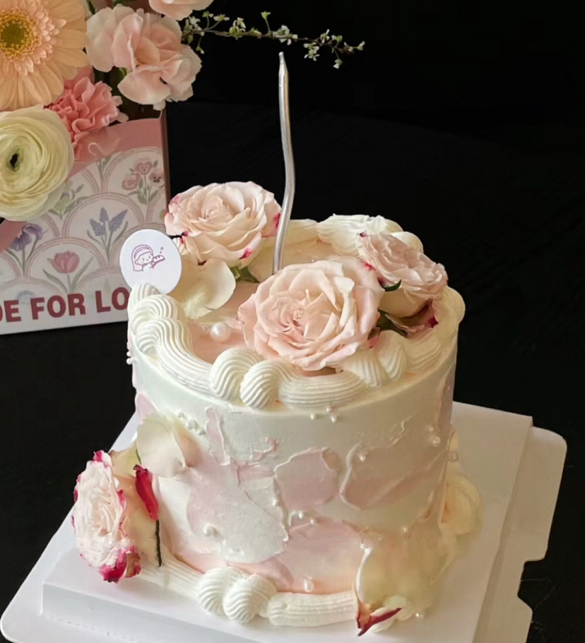 女神鲜花粉色女生妈妈蛋糕