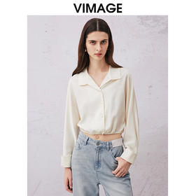 VIMAGE纬漫纪春季新款收腰显瘦女短衬衫V2109709