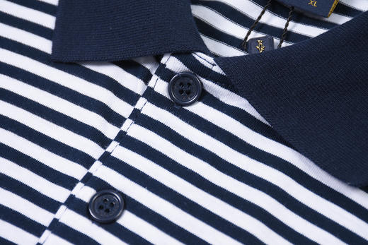 鲨鱼 简约刺绣小方标 条纹纯棉短袖POLO衫 PSS160 商品图5