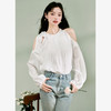 西遇法式挂脖白衬衫女新款高级感小众露肩宽松长袖上衣10031953 商品缩略图0