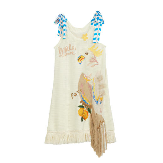 谜底吊带连衣裙2024年夏新品复古文艺风特色绣花中长裙242MZ0853 商品图4