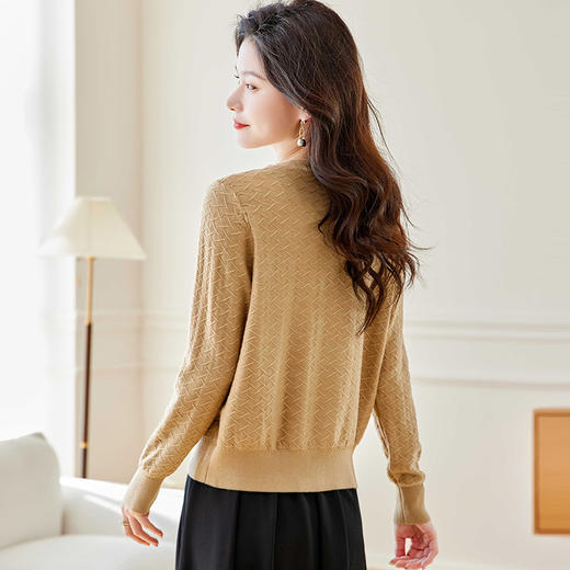 SC26-1520小个子短外套女针织衫2024新款纯色洋气质v领开衫宽松上衣薄外搭 商品图3