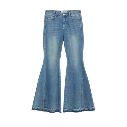 谜底大喇叭裤女2024年夏新品复古高腰修身绣花牛仔长裤242MK0516 商品图4