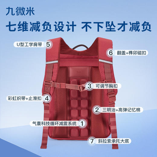 卡拉羊24L中学生防下坠减负气囊缓震轻奢立体书包 凡尔赛宫 U5168-1 商品图2