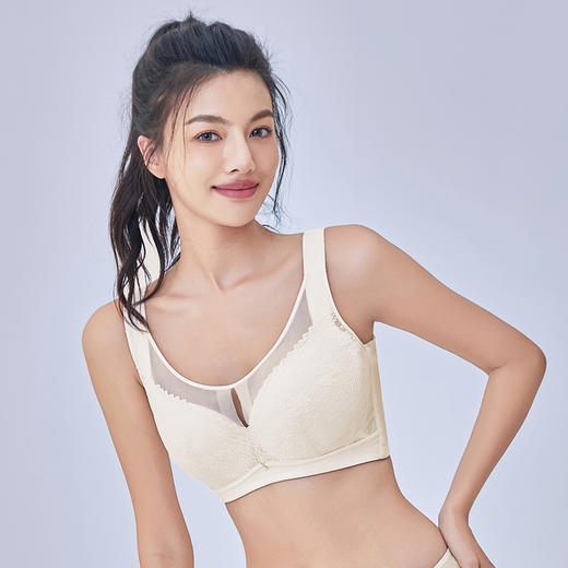 都市丽人完美包容大罩杯内衣女蕾丝文胸CDE杯适穿3/4杯超薄款速干软钢圈四排扣YB43J6 商品图2