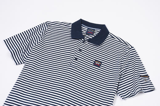 鲨鱼 简约刺绣小方标 条纹纯棉短袖POLO衫 PSS160 商品图1