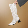【预售5天】春季新款，刺绣网纱透气拼接民族风粗跟长靴JJ-224-3 商品缩略图5