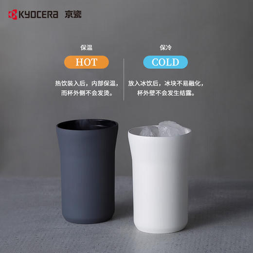 KYOCERA京瓷新款日式马克杯 广口水杯不锈钢大口水杯 月光白/丁香紫350ml 买就送削皮器 商品图3