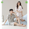 【抗菌新疆棉】自然醒甜蜜周末棉质条纹夏季睡衣情侣A类纯棉家居服男女士凉感短袖开衫款套装JLM 商品缩略图0