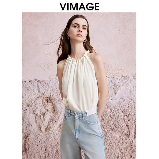 VIMAGE纬漫纪夏季新款气质无袖修身显瘦上衣V2113726 商品图2