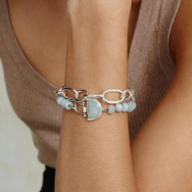 北京仓｜Chan Luu-LUNA-链条 海蓝宝石 手链组合［美国设计师］