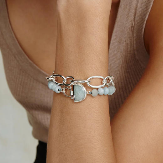 北京仓｜Chan Luu-LUNA-链条 海蓝宝石 手链组合［美国设计师］ 商品图0