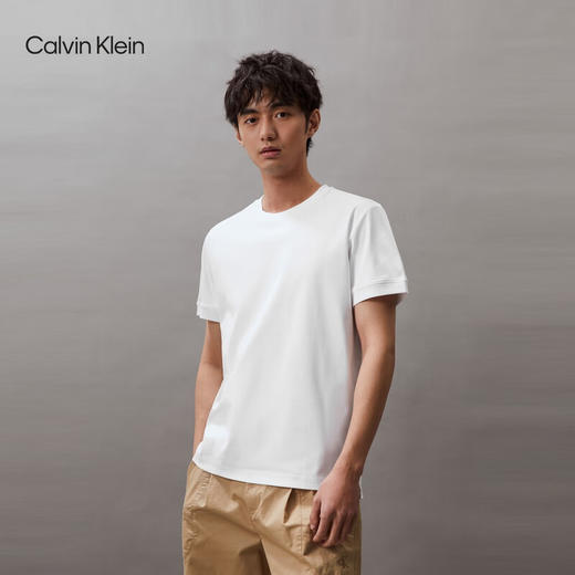 CKJ新款男士休闲简约印花丝光棉光滑短袖T恤J326336 商品图8