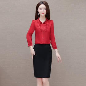 QYM-2138新中式国风衬衫女2024年春款短款雪纺上衣长袖修身时髦洋气小衫