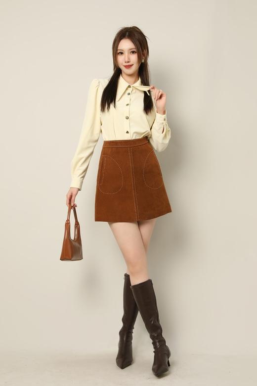 Le Malene 设计感灯芯绒复古翻领上衣 17509 商品图3