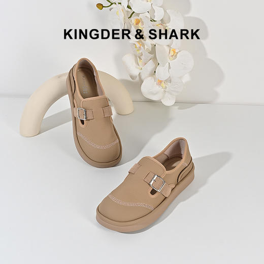 2024经典鲨春季女鞋新款时髦牛皮革两穿舒适勃肯鞋KW172-D17061 商品图0