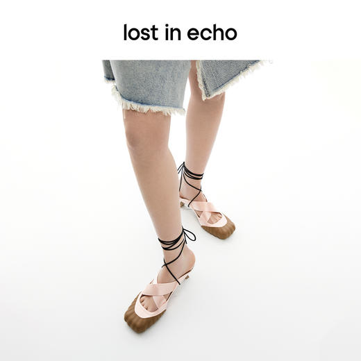 [捡漏价]lost in echo2024春季新款设计师品牌气质方头交叉绑带芭蕾舞凉拖 商品图1