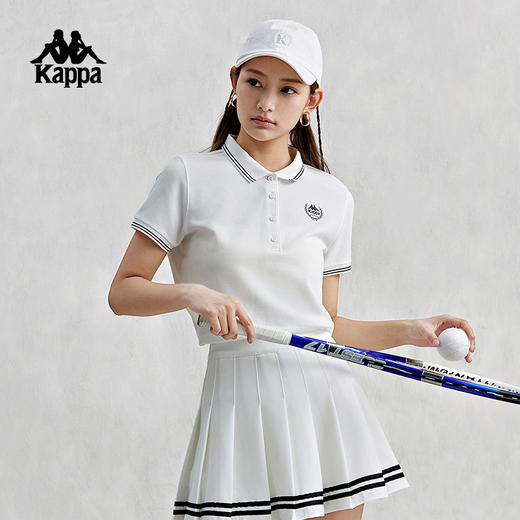 Kappa卡帕复古短袖POLO衫2024新款女休闲半袖简约T恤K0E42PD01 商品图2