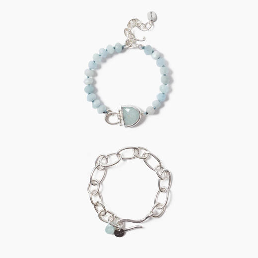 北京仓｜Chan Luu-LUNA-链条 海蓝宝石 手链组合［美国设计师］ 商品图1