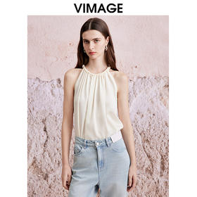 VIMAGE纬漫纪夏季新款气质无袖修身显瘦上衣V2113726