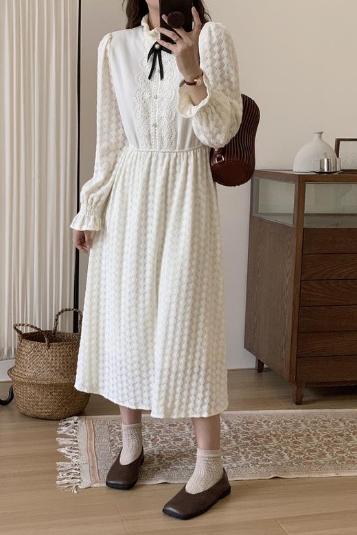 L.Fleuri 法式蕾丝蝴蝶结连衣裙 17414 商品图1