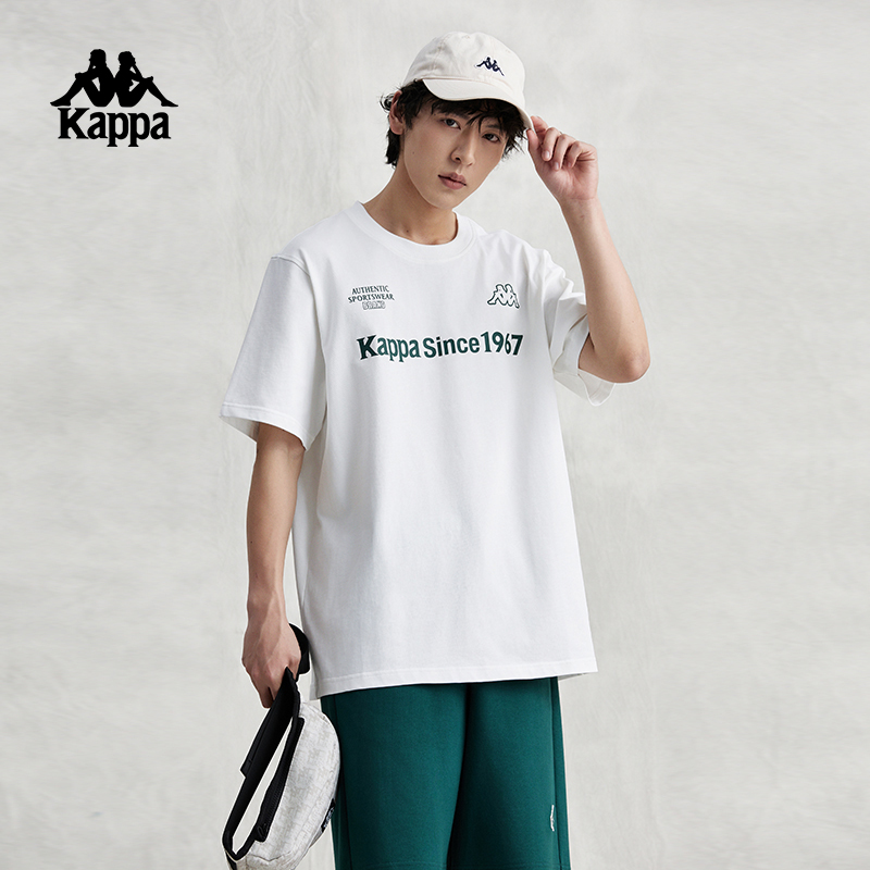Kappa卡帕复古运动短袖2024新款男夏休闲T恤字母半袖K0E32TD18