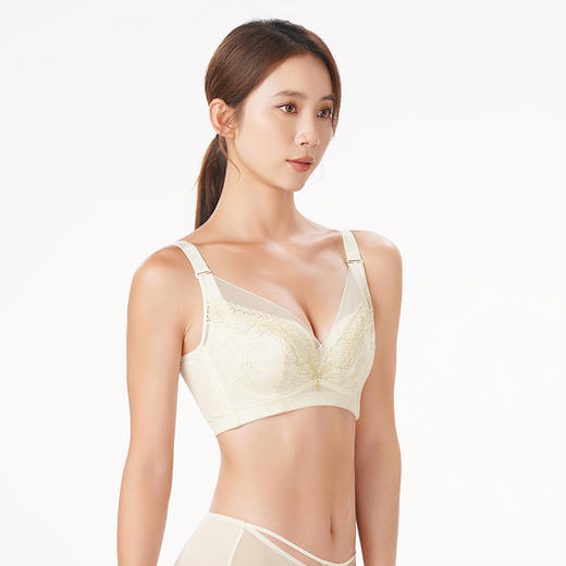 都市丽人美体纤塑强塑调整型内衣女蕾丝塑身B杯3/4杯超薄文胸记忆钢圈四排扣LJ43B7 商品图1