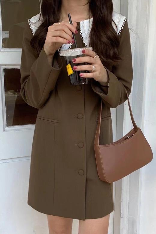 Stay2Weeks 咖啡撞色彼得潘领连衣裙 14533 商品图1