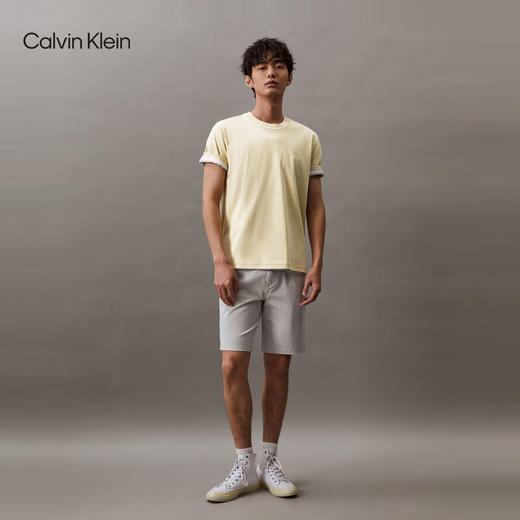 CKJ新款男士休闲简约印花丝光棉光滑短袖T恤J326336 商品图1