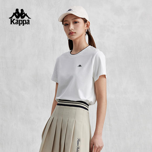 Kappa卡帕复古运动短袖2024新款女简约休闲T恤夏季半袖K0E42TD02 商品图3
