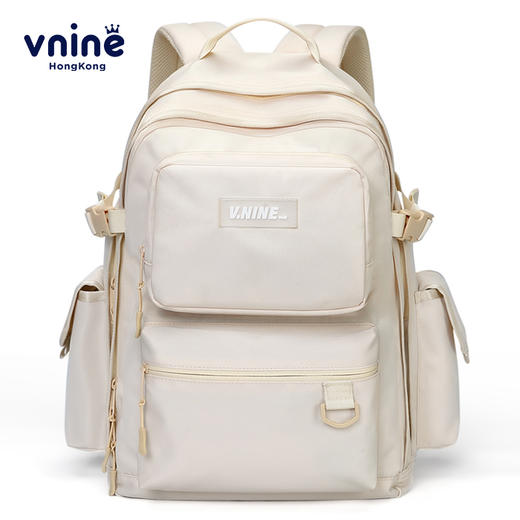 第九城VD233906 高中生大学生书包女生初中生多功能双肩包背包出差旅行包15.6英寸电脑包男 卡其色 商品图0