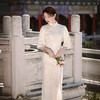 2024年春新款日常可穿年轻款气质优雅淑女范米色倒大袖旗袍YG-2374 商品缩略图3