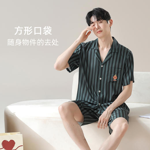 【凉感丝滑冰雪丝】自然醒夏日清晨冰雪丝情侣睡衣夏季薄款仿真丝绸短袖男女可外穿家居服JLM 商品图11