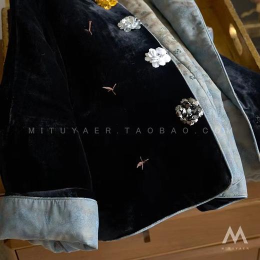 祥云滚边袖丝绒夹棉国风外套棉服 商品图10