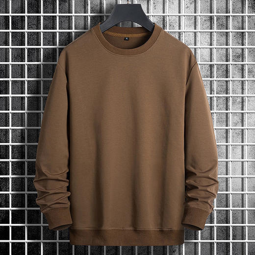 【新款DSK】大依优型大码净版纯色长袖卫衣加肥加大肥佬休闲宽松透气上衣打底男士胖子 商品图0