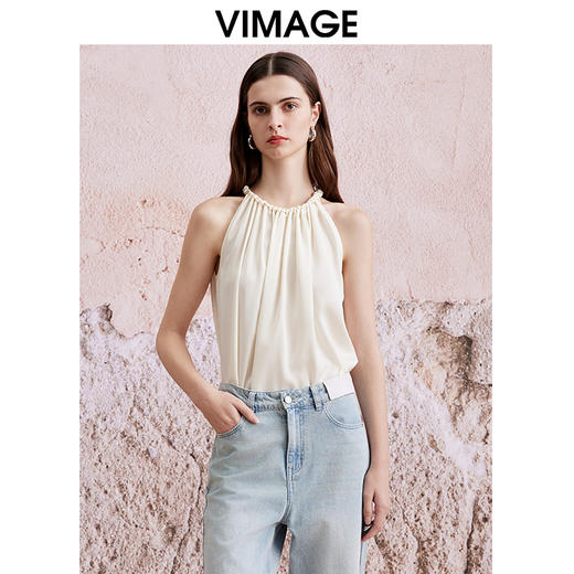 VIMAGE纬漫纪夏季新款气质无袖修身显瘦上衣V2113726 商品图5