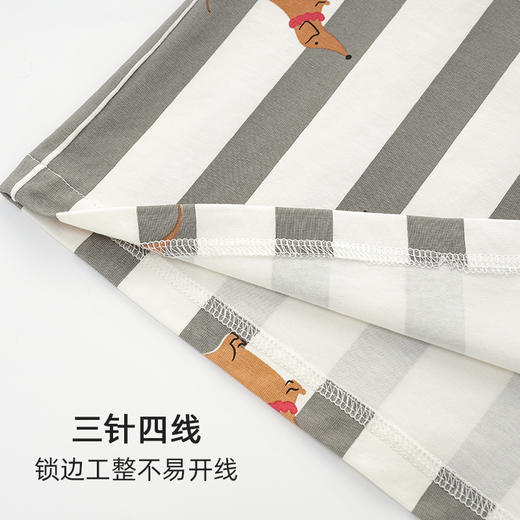 【抗菌新疆棉】自然醒甜蜜周末棉质条纹夏季睡衣情侣A类纯棉家居服男女士凉感短袖开衫款套装JLM 商品图10