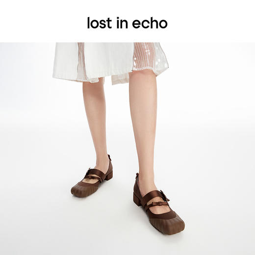lost in echo2024春夏新款设计师品牌方头双扣带浅口芭蕾舞单鞋女 商品图3