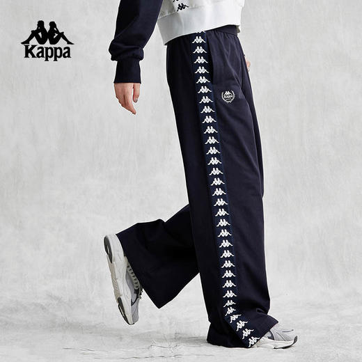 Kappa卡帕复古休闲裤2024新款女夏运动串标长裤阔腿卫裤K0E42AK21 商品图1
