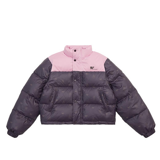 老花拼接撞色立领羽绒服面包服保暖百搭男女同款 商品图4