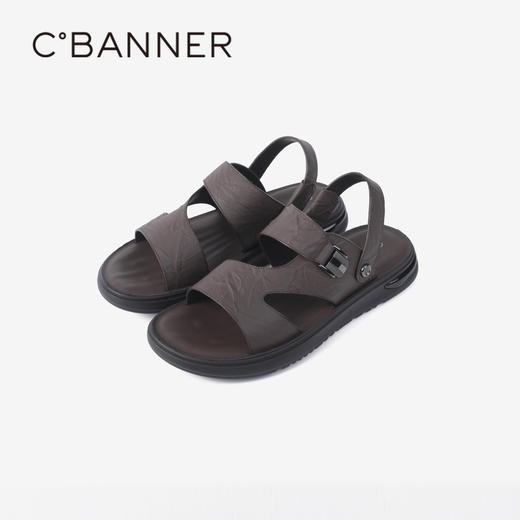 千百度男士沙滩户外凉鞋年夏季商场同款真皮拖鞋休闲凉鞋A24312607 商品图5