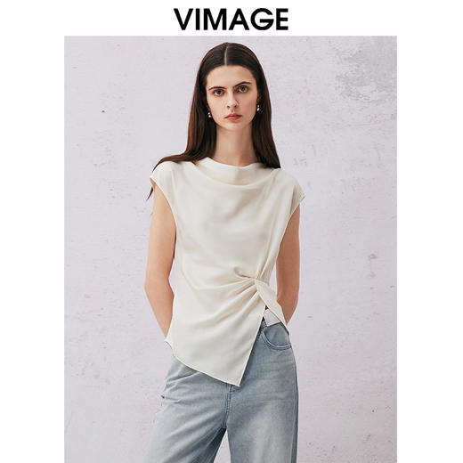 VIMAGE纬漫纪夏季新款设计感小众修身显瘦小上衣V2113725 商品图4