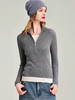 半拉链立领打底假两件针织衫 松弛氛围感撞色设计 百搭实穿 双层下摆 一件GET叠穿效果 视觉层次丰富 商品缩略图0