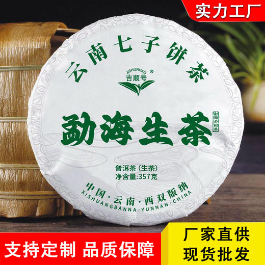 吉顺号普洱茶叶2023年勐海生茶饼357克/饼现货批发 商品图5